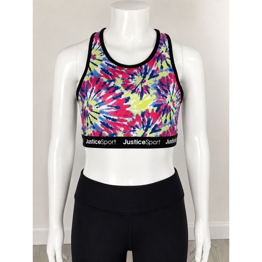 Justice Oh So Soft Girls 36 Sports Bra Racerback Tie Dye Activewear Crop Top #19